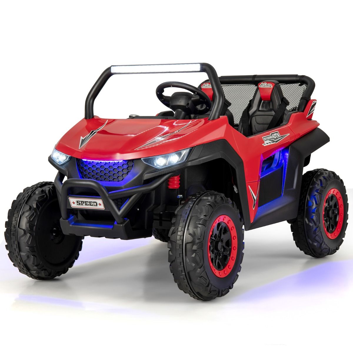 12V Electric Ride-On Car for Children Ages 3-8, 2 Speeds, Spring Suspension, 59KG Load Capacity, 118x74x71CM, Black/Pink/Red