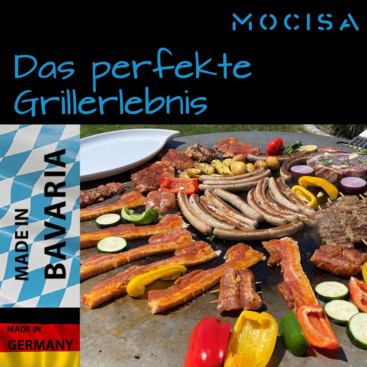 Universal BBQ Grillplatte 100 cm | Feuerplatte | Fassgrill | Kugelgrill | 100 cm Stahl blank St?rke 6mm | Made in Bavaria | Plancha | Feuerring |