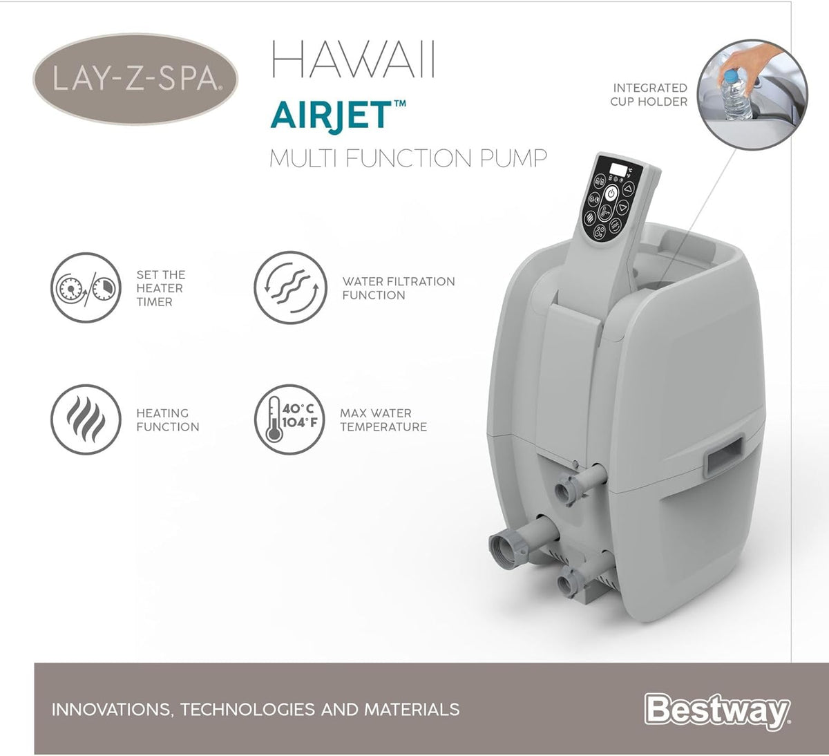Lay-Z-Spa? Miami Airjet? 2-4 Person Round Inflatable Hot Tub