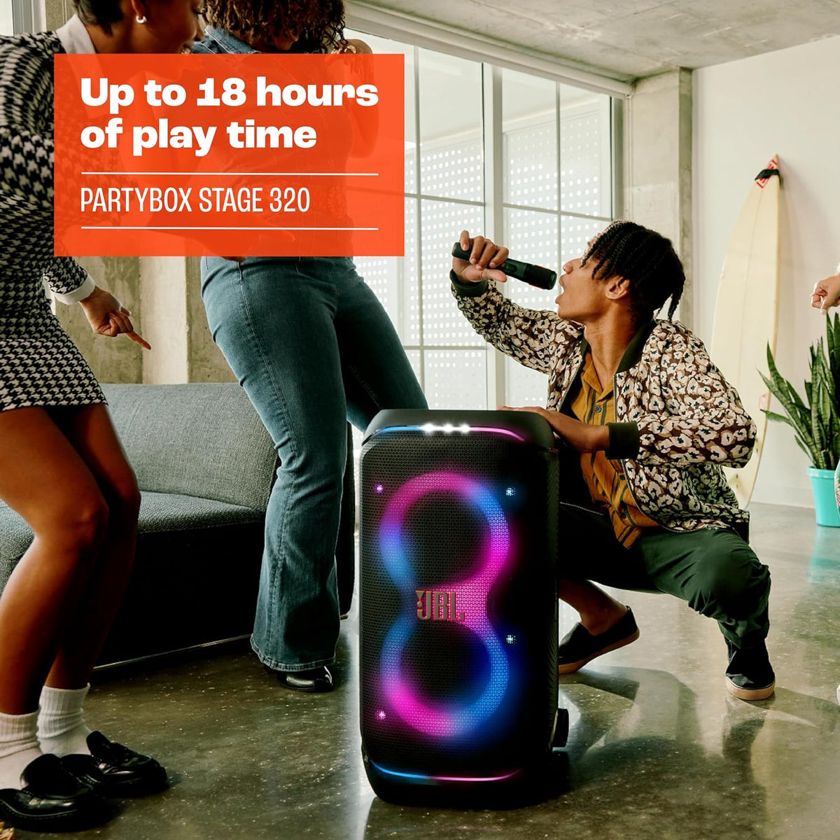 PartyBox Club 120, Portable party speaker, ergonomic folding handle, light show, 12-hour battery life, IPX4 splash-proof, black, European plug (Type C) -
