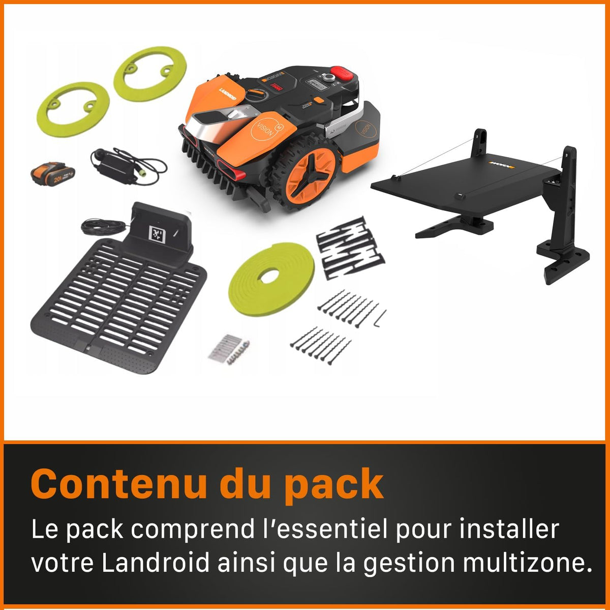Landroid Plus WR167E Smart Connected Robotic Lawnmower, 700 m2 Max. 800 m2, Easy Installation, Configurable, 35% Slope, Rain Sensor, Cuts Close to Edges, Fast Mowing