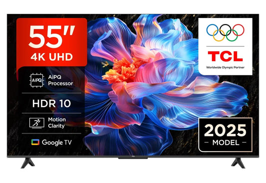 TCL 55V6C 55 Zoll Direct LED TV, 4K HDR Fernseher, Smart TV mithilfe von Google TV (Dolby Audio, Motion Clarity, Kompatibel mit Google Assistant &