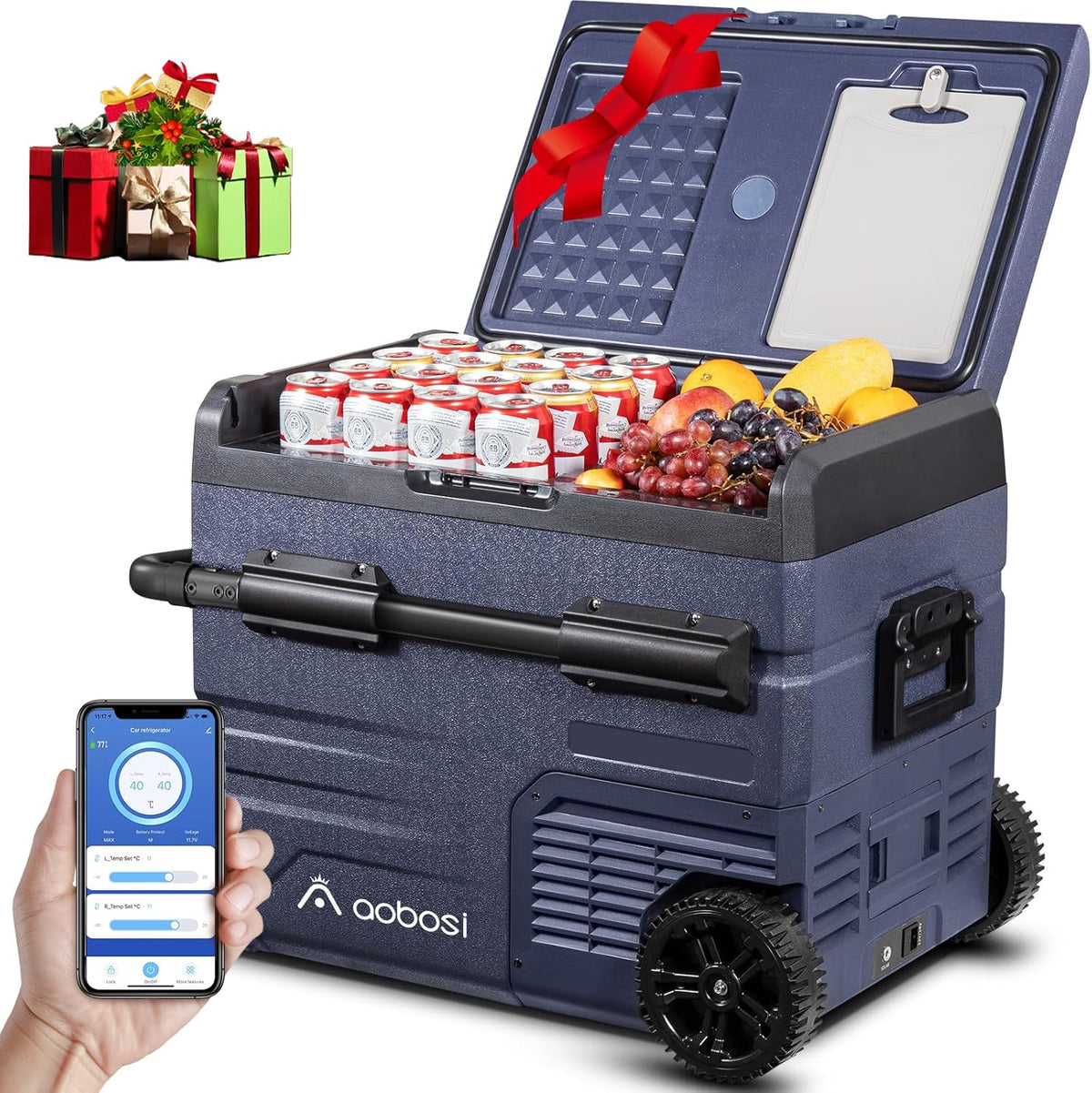115L Dual Zone Electric Cooler, WiFi APP Compressor Cooler, 12V/24V and 100-240V Camping Fridge, -20 to 20, for Car, Truck, Boat, Camping, Caravan, Travel, Home