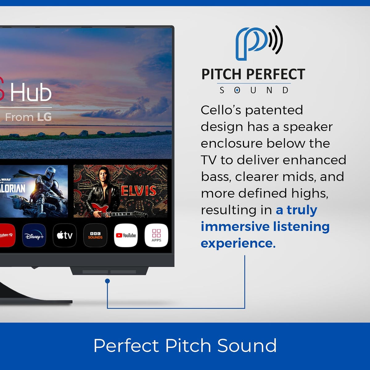 Cello C2224WS Trav 22" Smart Full HD 12V Camping Travel TV Frameless Triple Tuner Bluetooth WebOS by LG Pitch Perfect Speaker Motorhome Truck Boat [2026]