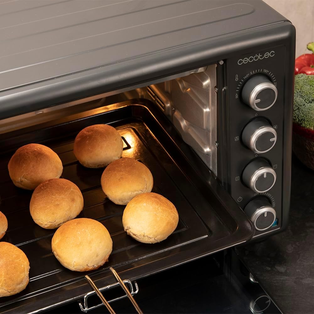 Cecotec 60-Liter Bake&Toast Tabletop Convection Oven 6090 Black Gyro, 2200W, Interior Light, 12 Functions, Temperature Up to 230o, Double Glass Door, Includes Rotisserie