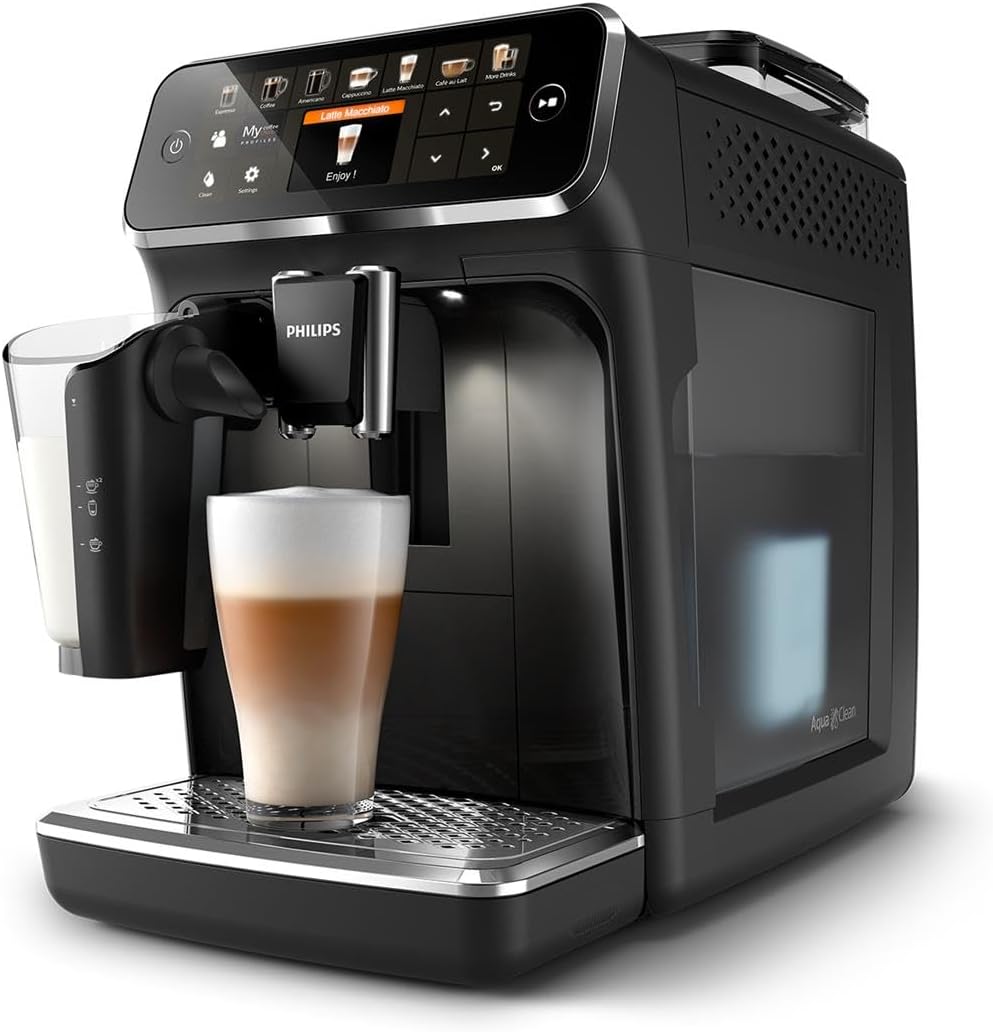 5400 Series Espresso Machine - Bean-to-Cup Coffee - LatteGo Milk Frother, 12 Coffee Specialties, Intuitive Display, 4 User Profiles, Black (EP5441/50)