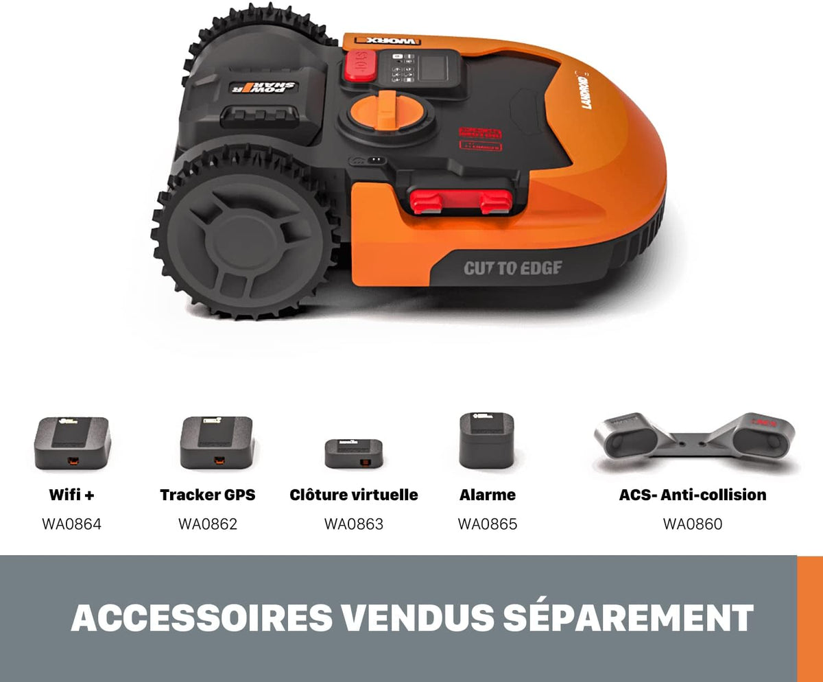 Landroid Plus WR167E Smart Connected Robotic Lawnmower, 700 m2 Max. 800 m2, Easy Installation, Configurable, 35% Slope, Rain Sensor, Cuts Close to Edges, Fast Mowing