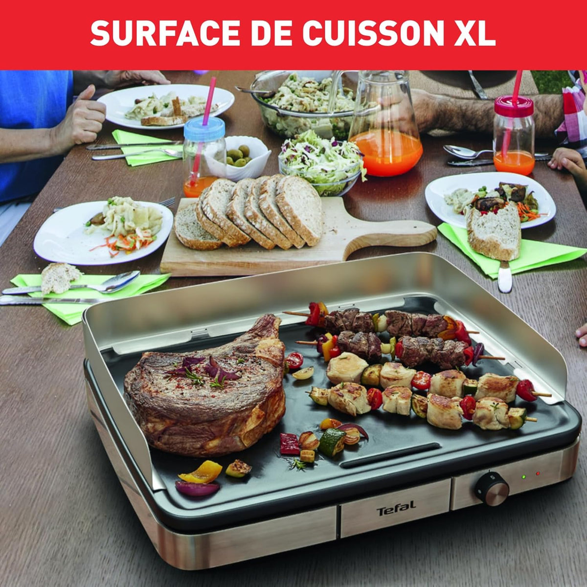 Tefal Maxi Electric Plancha XXL 10/12 Person Indoor and Outdoor Plancha Stainless Steel CB690D12