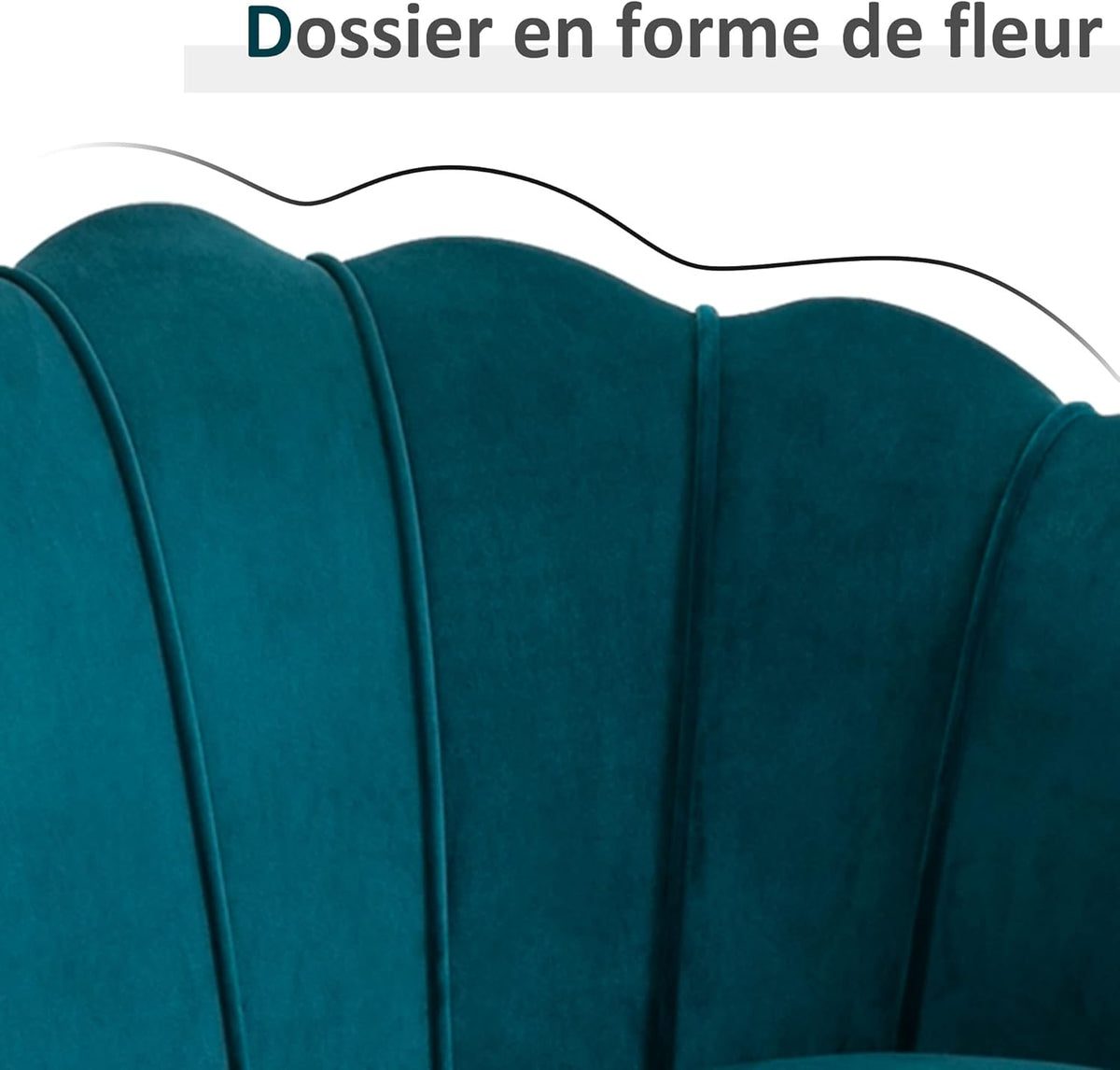 HOMCOM 2-Seater Velvet Fabric Sofa, Small Sofa, Shell Shape, with 10cm Thick Cushion, Metal Frame, Tapered Gold Legs, Easy to Assemble, Duck Blue