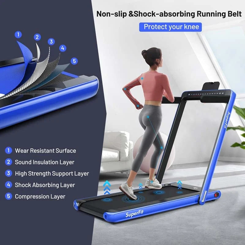 2-in-1 Folding Electric Treadmill, 2.25 HP, Under-Desk, with Dual Display and Smart App Control