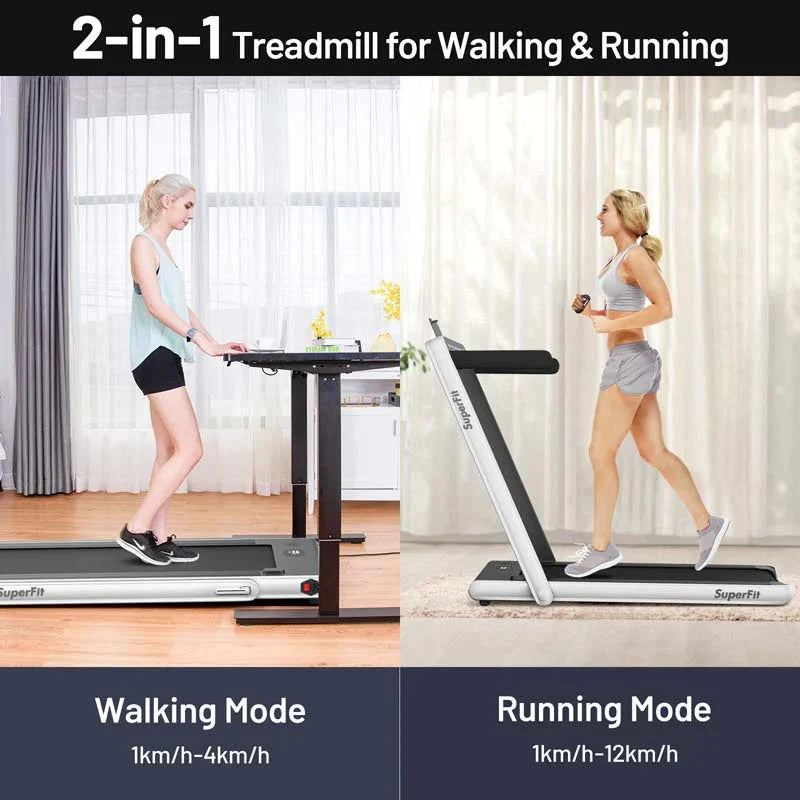 2-in-1 Folding Electric Treadmill, 2.25 HP, Under-Desk, with Dual Display and Smart App Control