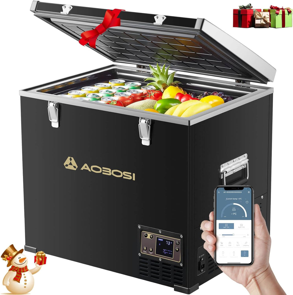 45L Compressor Cooler, Electric Cooler -20 to 20, Truck Fridge with APP & Button Control, 12/24V DC and 100-240V AC Camping Cooler for Car, Truck, Boat and Power Outlet -