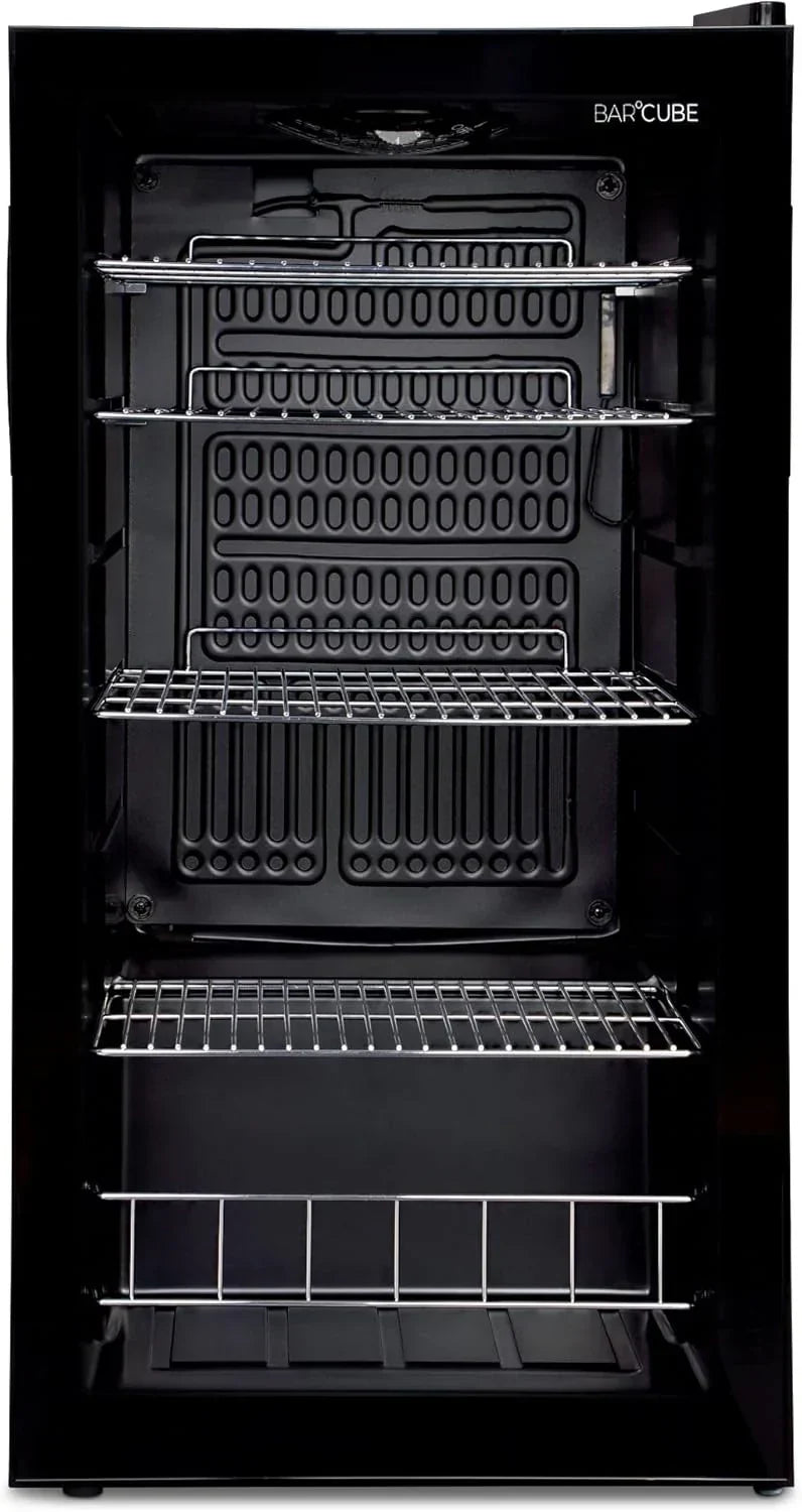 °CUBES Getr?nkekühlschrank 90L mit Glastür & 4 variablen Ablagen | Kompakter Flaschenkühlschrank, perfekt für zu Hause, Büro, Partys & Gastro |