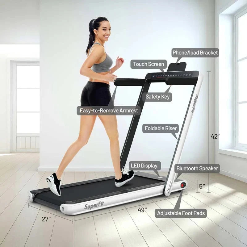 2-in-1 Folding Electric Treadmill, 2.25 HP, Under-Desk, with Dual Display and Smart App Control