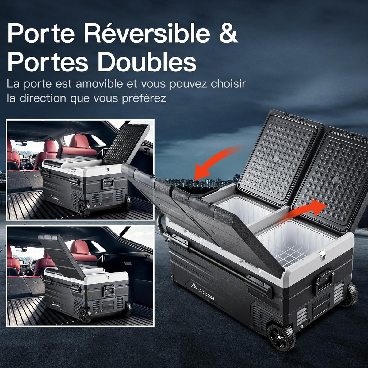 115L Dual Zone Electric Cooler, WiFi APP Compressor Cooler, 12V/24V and 100-240V Camping Fridge, -20 to 20, for Car, Truck, Boat, Camping, Caravan, Travel, Home