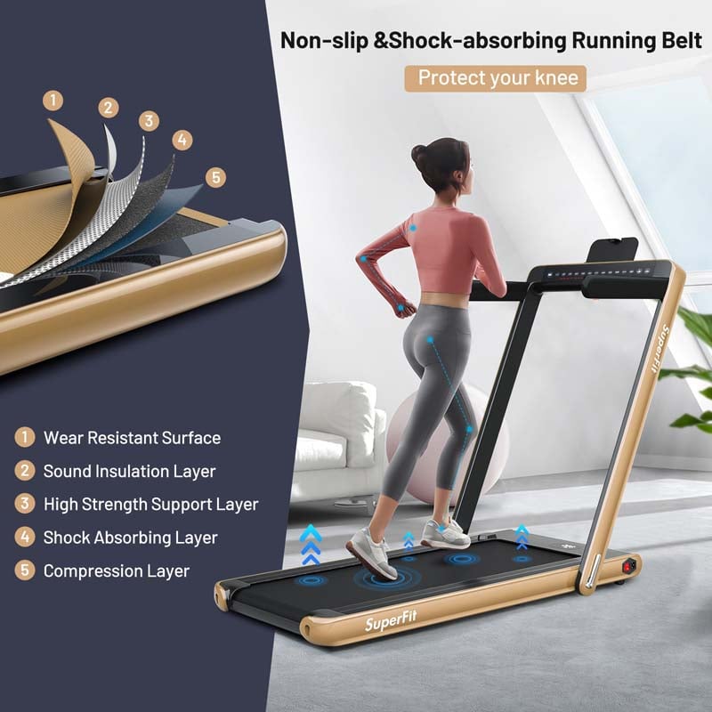 2-in-1 Folding Electric Treadmill, 2.25 HP, Under-Desk, with Dual Display and Smart App Control