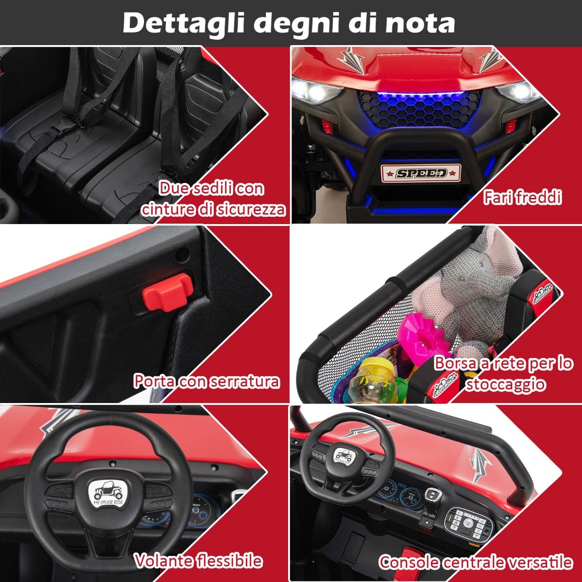 12V Electric Ride-On Car for Children Ages 3-8, 2 Speeds, Spring Suspension, 59KG Load Capacity, 118x74x71CM, Black/Pink/Red