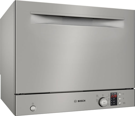 Bosch SKS2ITI00E, Series 2, 55cm Compact Dishwasher, Freestanding, Silver