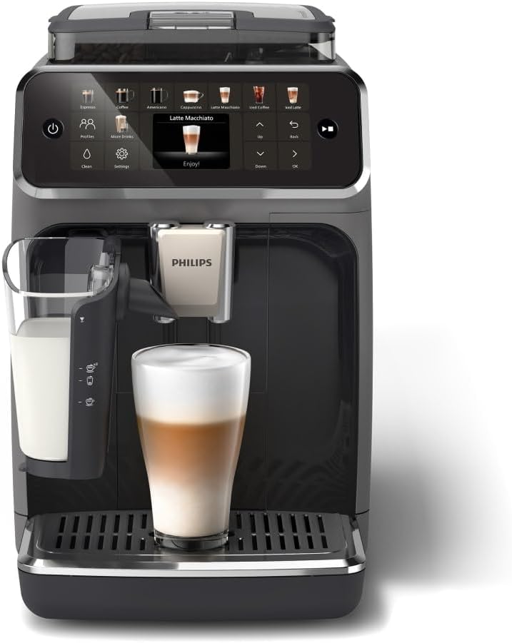 5400 Series Espresso Machine - Bean-to-Cup Coffee - LatteGo Milk Frother, 12 Coffee Specialties, Intuitive Display, 4 User Profiles, Black (EP5441/50)