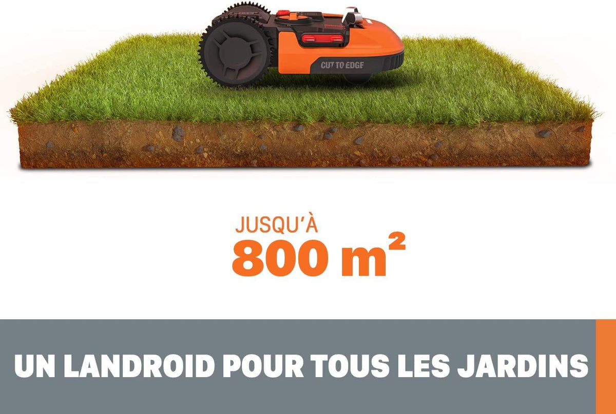 Landroid Plus WR167E Smart Connected Robotic Lawnmower, 700 m2 Max. 800 m2, Easy Installation, Configurable, 35% Slope, Rain Sensor, Cuts Close to Edges, Fast Mowing