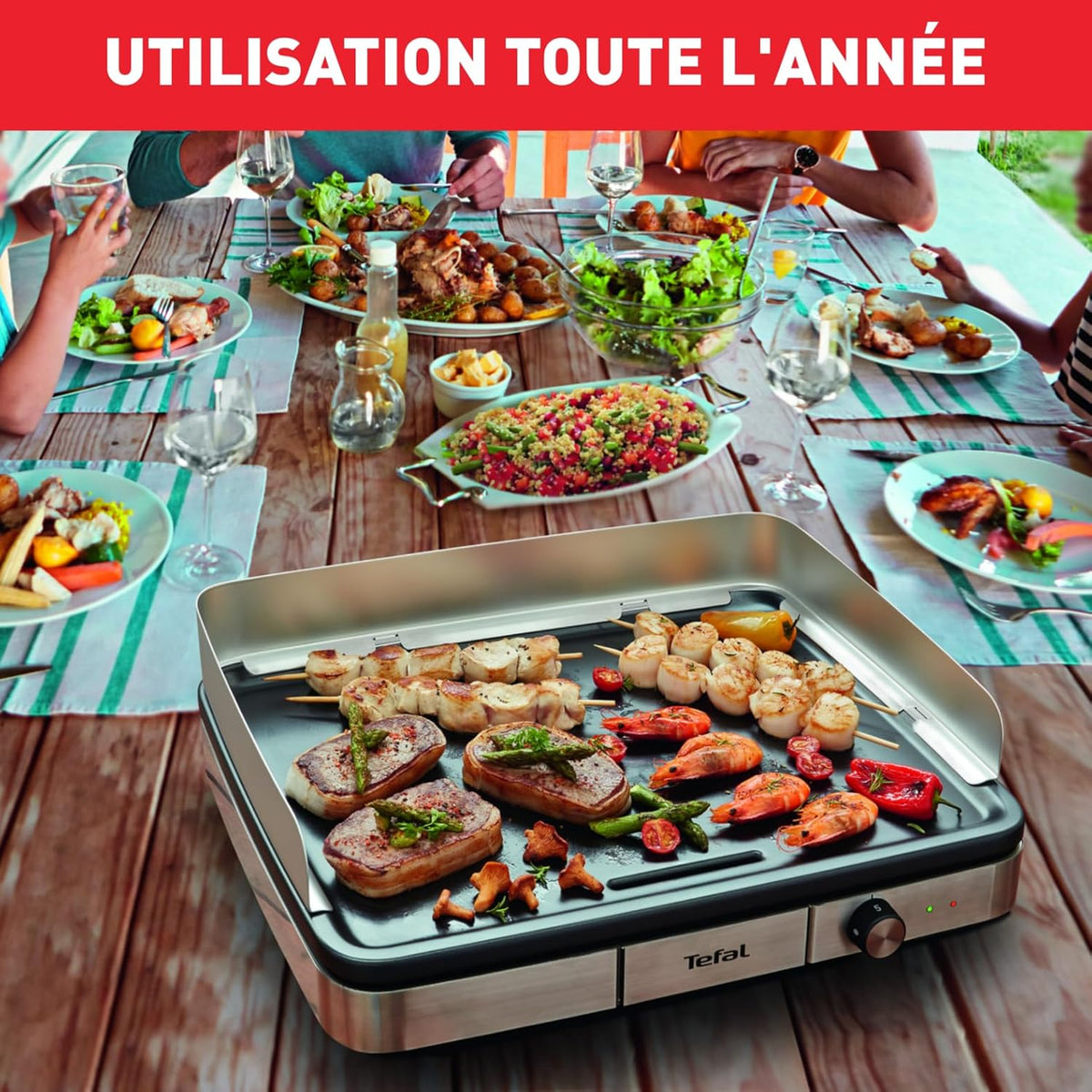 Tefal Maxi Electric Plancha XXL 10/12 Person Indoor and Outdoor Plancha Stainless Steel CB690D12
