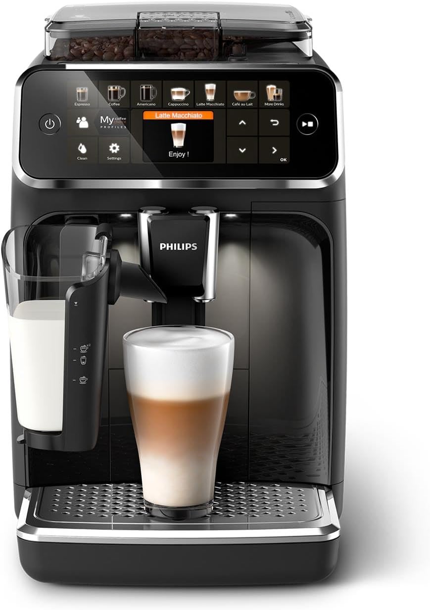 5400 Series Espresso Machine - Bean-to-Cup Coffee - LatteGo Milk Frother, 12 Coffee Specialties, Intuitive Display, 4 User Profiles, Black (EP5441/50)