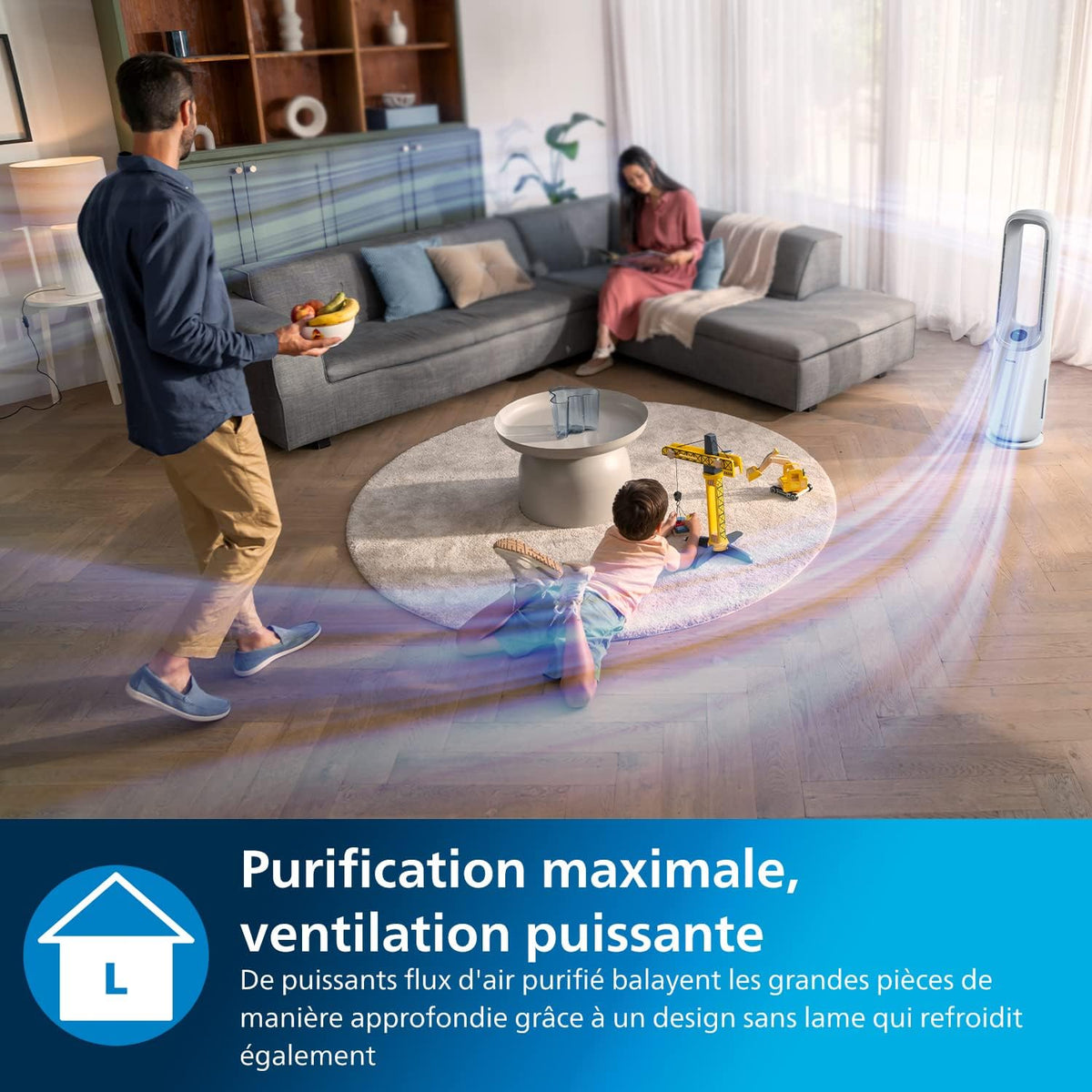 Philips Air Performer 2-in-1: Purifier & Cooling Fan   Cleans 70m2, Eliminates 99.97% of Allergens and Pollutants. HEPA Filter, Smart Sensors, Alexa, App (AMF765/10)