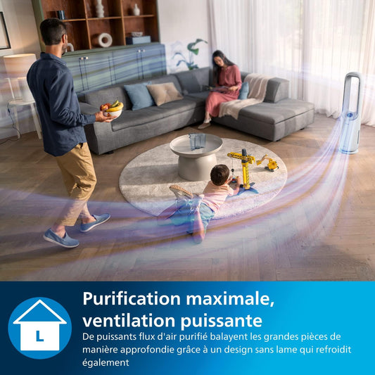 Philips Air Performer 2-in-1: Purifier & Cooling Fan   Cleans 70m2, Eliminates 99.97% of Allergens and Pollutants. HEPA Filter, Smart Sensors, Alexa, App (AMF765/10)