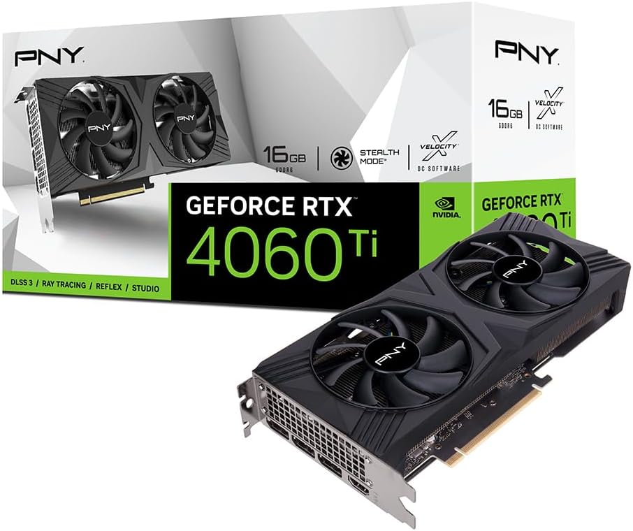 PNY GeForce RTX? 4060 Ti 16GB Verto Dual Fan Edition DLSS 3 Graphics Card