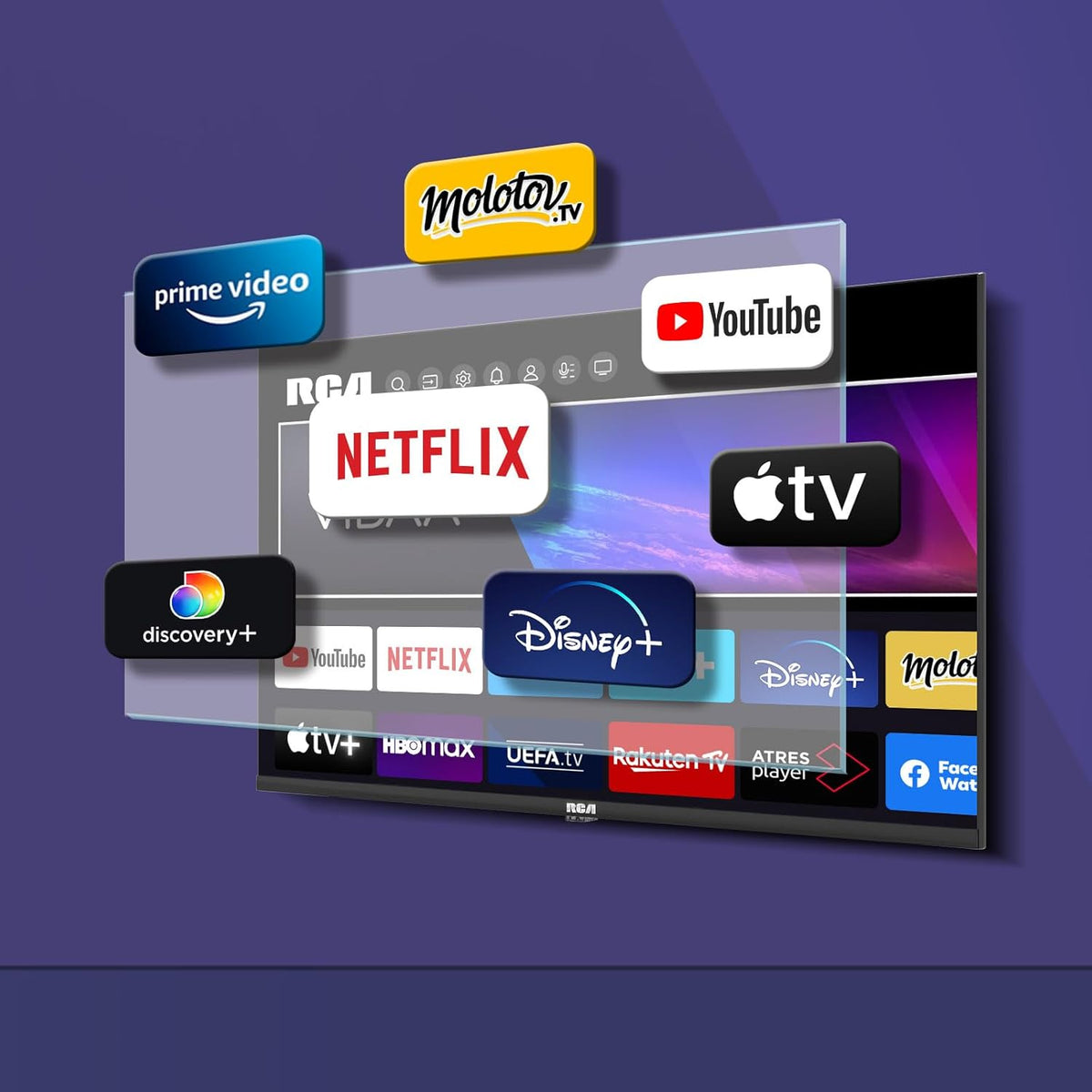 RCA VRS32HQ1 32-inch (80 cm) Smart TV with WiFi, VIDAA Connected Frameless TV with Triple Tuner (DVB-C/S2/-T2), Molotov, Netflix, Prime Video + YouTube - 2026