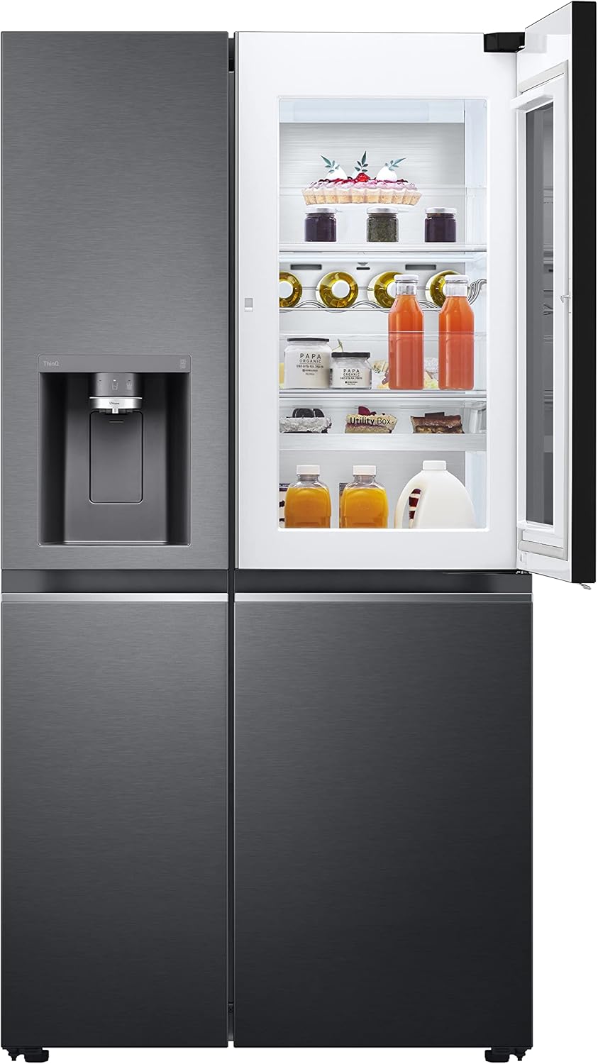 GSXV91MCAF Side-by-Side Fridge Freezer, 635L, InstaView, Total No-Frost, Freezer Compartment, UVnano Water and Ice Dispenser, Linear Inverter Compressor, Wi-Fi, Black, Energy Class F