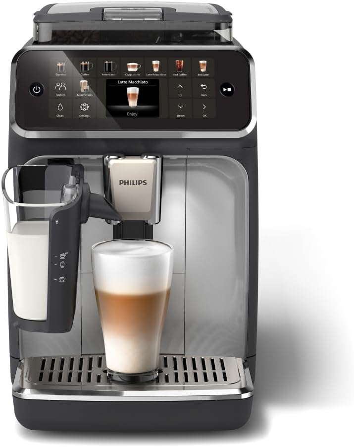 5400 Series Espresso Machine - Bean-to-Cup Coffee - LatteGo Milk Frother, 12 Coffee Specialties, Intuitive Display, 4 User Profiles, Black (EP5441/50)