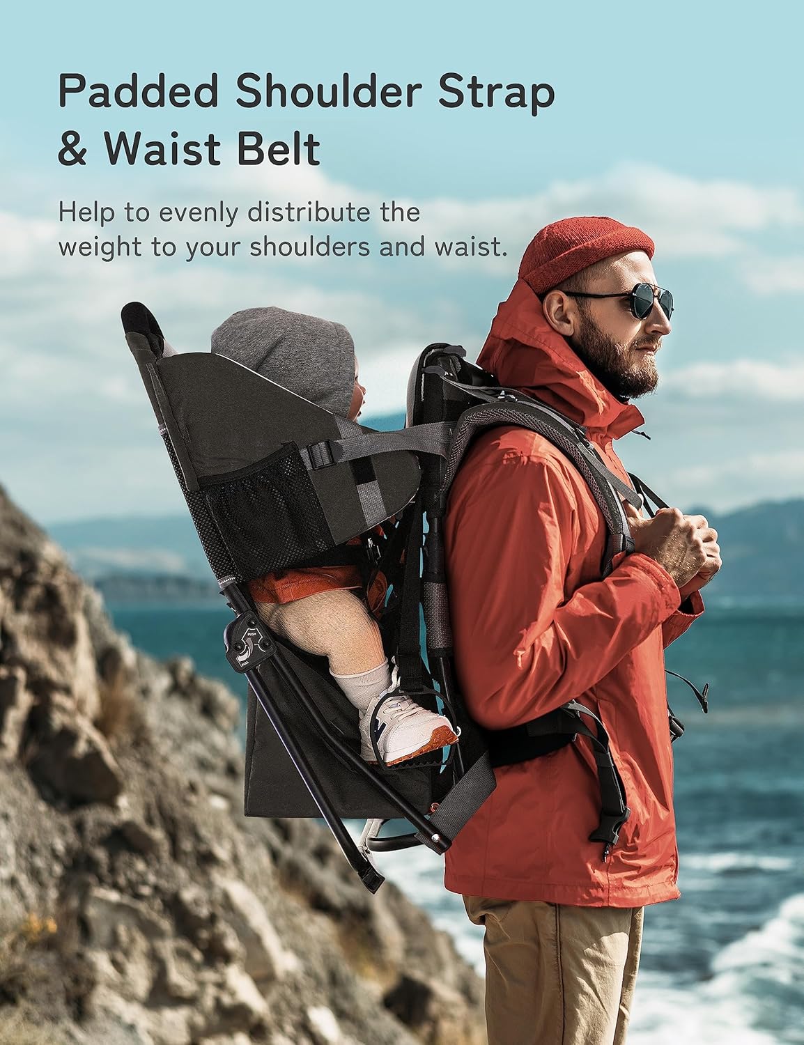 besrey Hiking Baby Carrier, Child Backpack, Outdoor Use, Foldable - Black