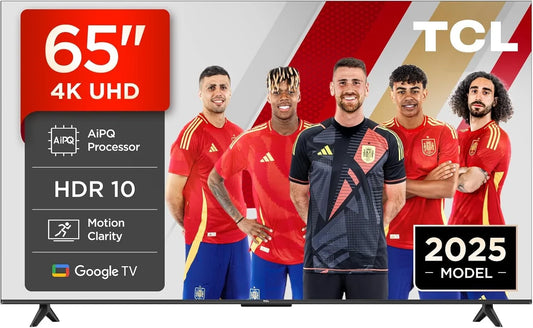 TCL 65V6C Televisor 65 Pulgadas 4K Smart TV LED, HDR, Google TV, Dolby Audio, Alexa y Google Assistant, Chromecast Built-in, Motion Clarity