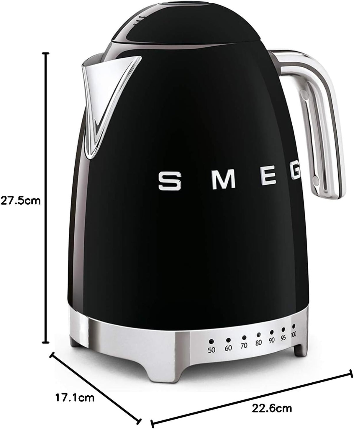 Variable Temperature Kettle KLF04BLEU 1.7 L, Multiple Temperature Settings, Washable Limescale Filter, Automatic Safety Shut-Off, Water Level Indicator, Cable Storage, 2400W, Black