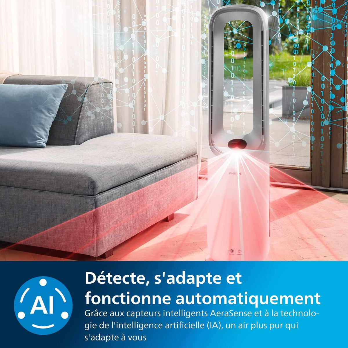 Philips Air Performer 2-in-1: Purifier & Cooling Fan   Cleans 70m2, Eliminates 99.97% of Allergens and Pollutants. HEPA Filter, Smart Sensors, Alexa, App (AMF765/10)