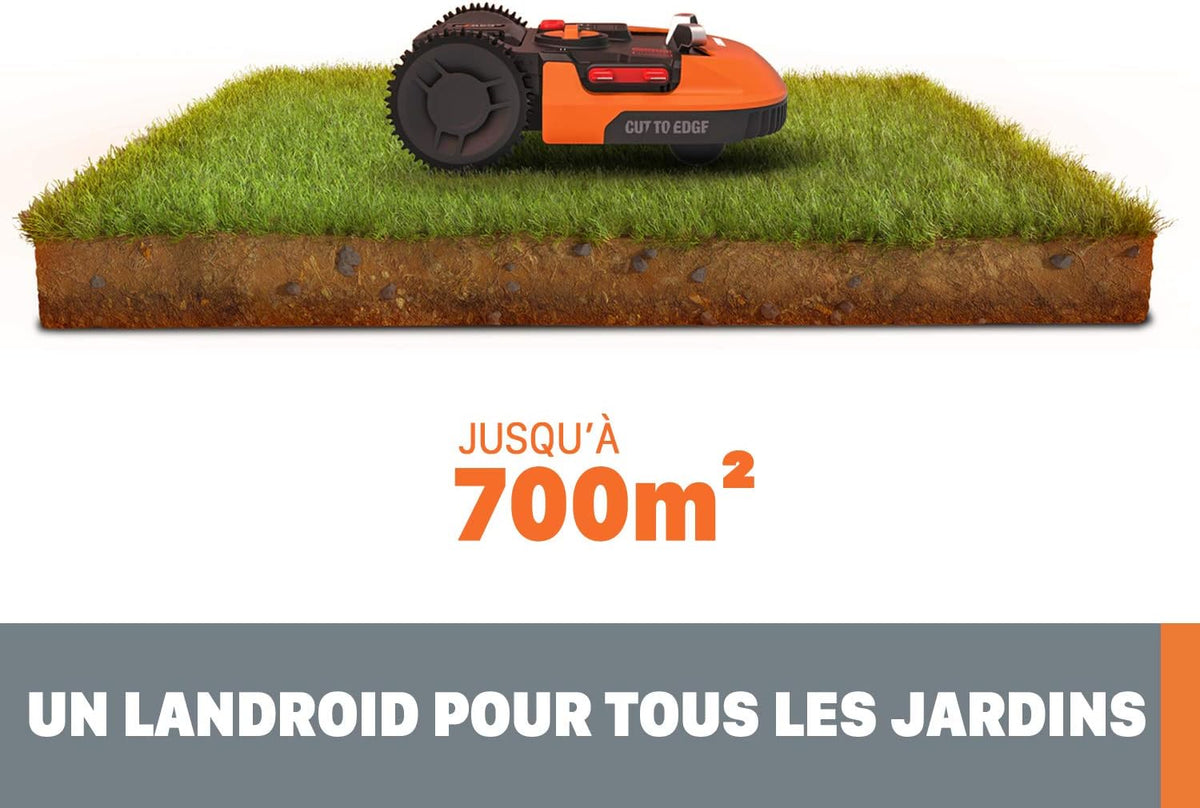 Landroid Plus WR167E Smart Connected Robotic Lawnmower, 700 m2 Max. 800 m2, Easy Installation, Configurable, 35% Slope, Rain Sensor, Cuts Close to Edges, Fast Mowing