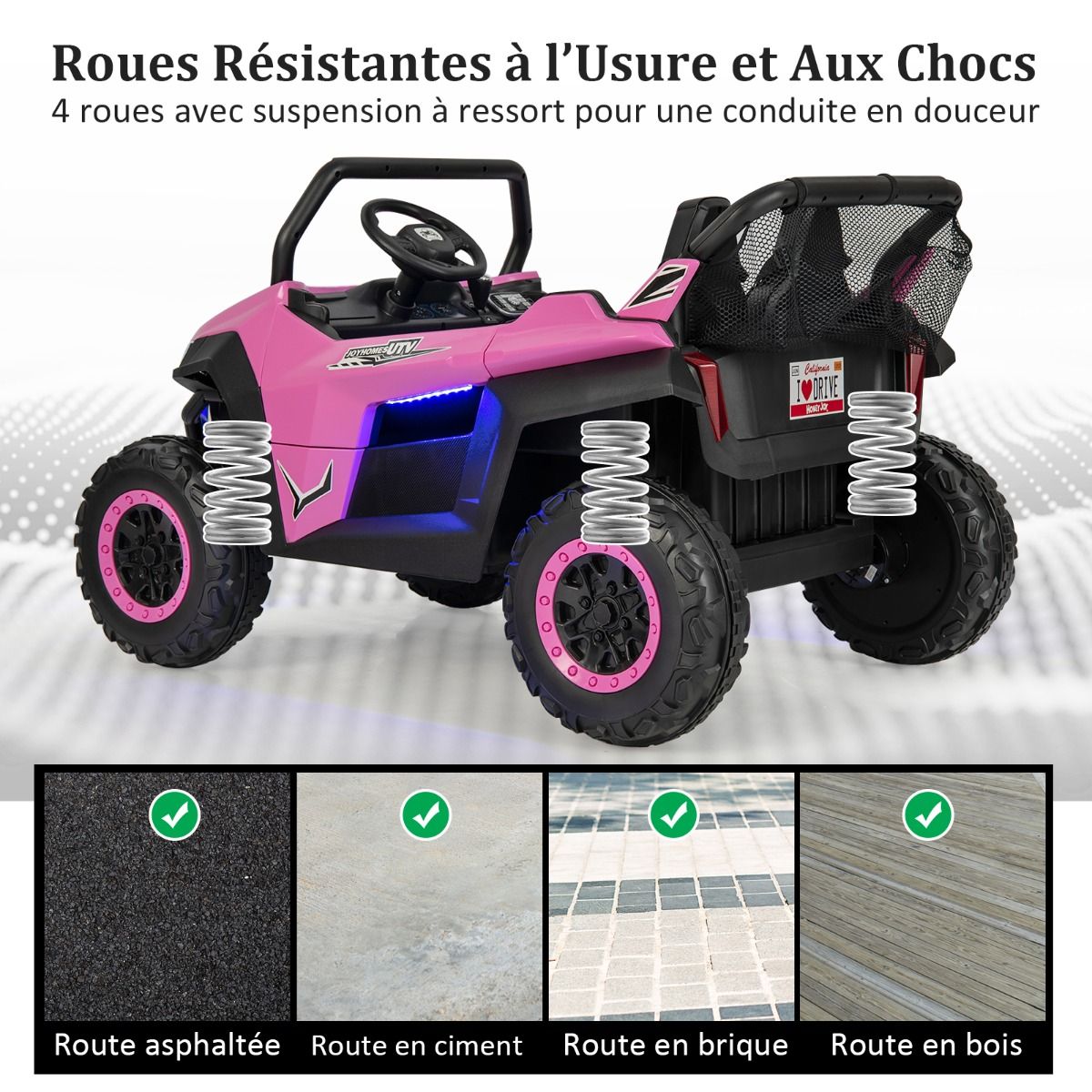 12V Electric Ride-On Car for Children Ages 3-8, 2 Speeds, Spring Suspension, 59KG Load Capacity, 118x74x71CM, Black/Pink/Red
