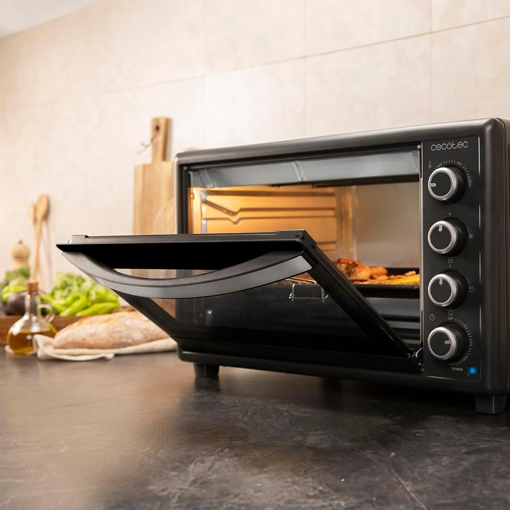 Cecotec 60-Liter Bake&Toast Tabletop Convection Oven 6090 Black Gyro, 2200W, Interior Light, 12 Functions, Temperature Up to 230o, Double Glass Door, Includes Rotisserie