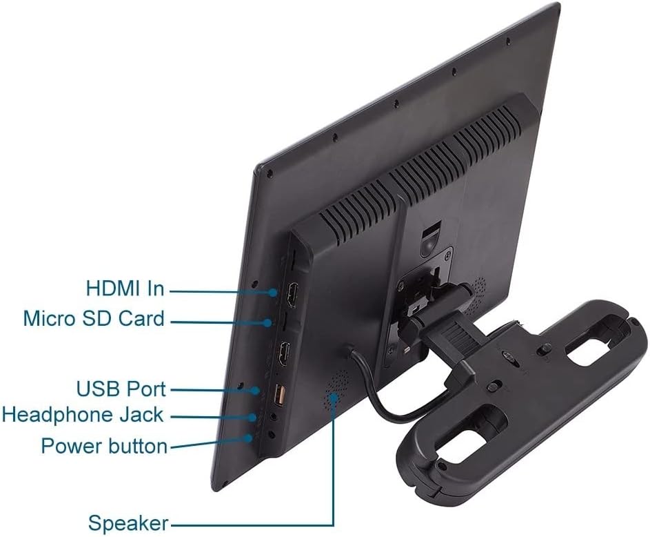 13.3-inch (1080p) HD car headrest video player, Android 9.0, with mounting bracket, IPS touchscreen, 2GB RAM + 32GB storage
