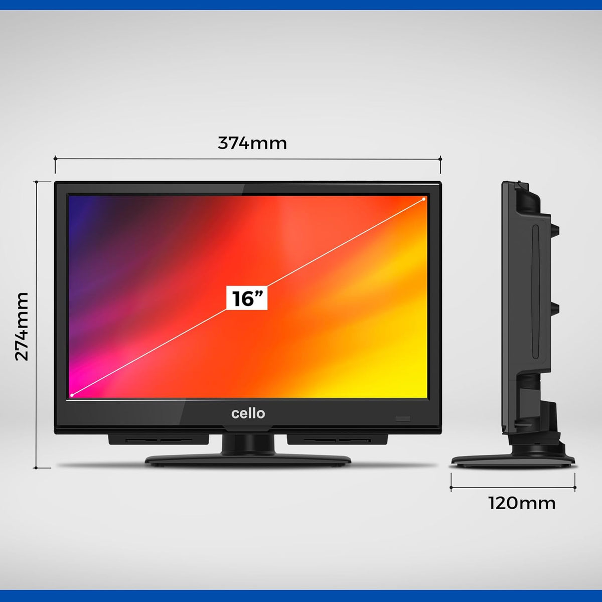 Cello C1624F 16" Full HD LED TV Integrierter -Player Triple Tuner DVB-T/T2-CS/S2 HDMI USB 230V ?Pitch Perfect Sound f ur EIN einzigartiges Klangerlebnis