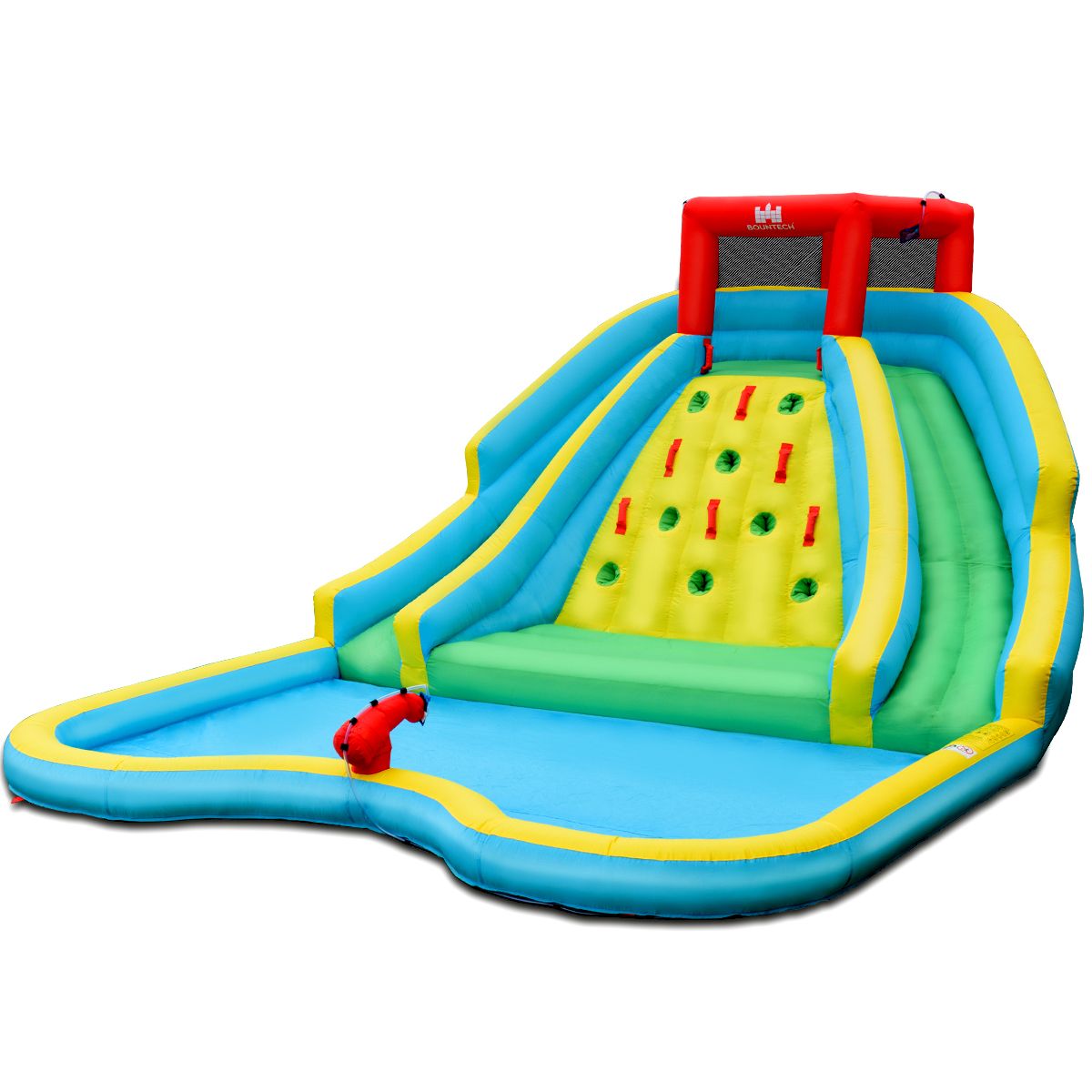 5-in-1 Inflatable Water Slide with Paddling Pool, Inflatable Oxford Play Area with Climbing Wall, Load Capacity 150kg for Ages 3-10 (Blower Not Included)