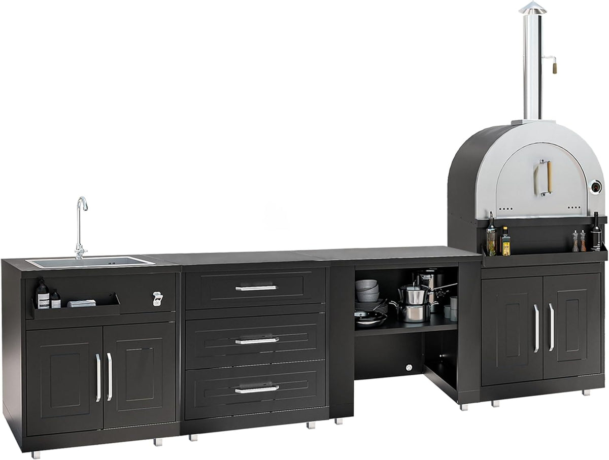 Oviala 4-Piece Outdoor Kitchen Set with Pizza Oven