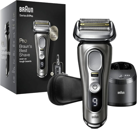 Braun Series 9 Pro Premium Rasierer Herren, Testsieger Stiftung Warentest, 4+1 Scherkopf, Elektrorasierer & Trimmer, Reinigungsstation, 60 Min