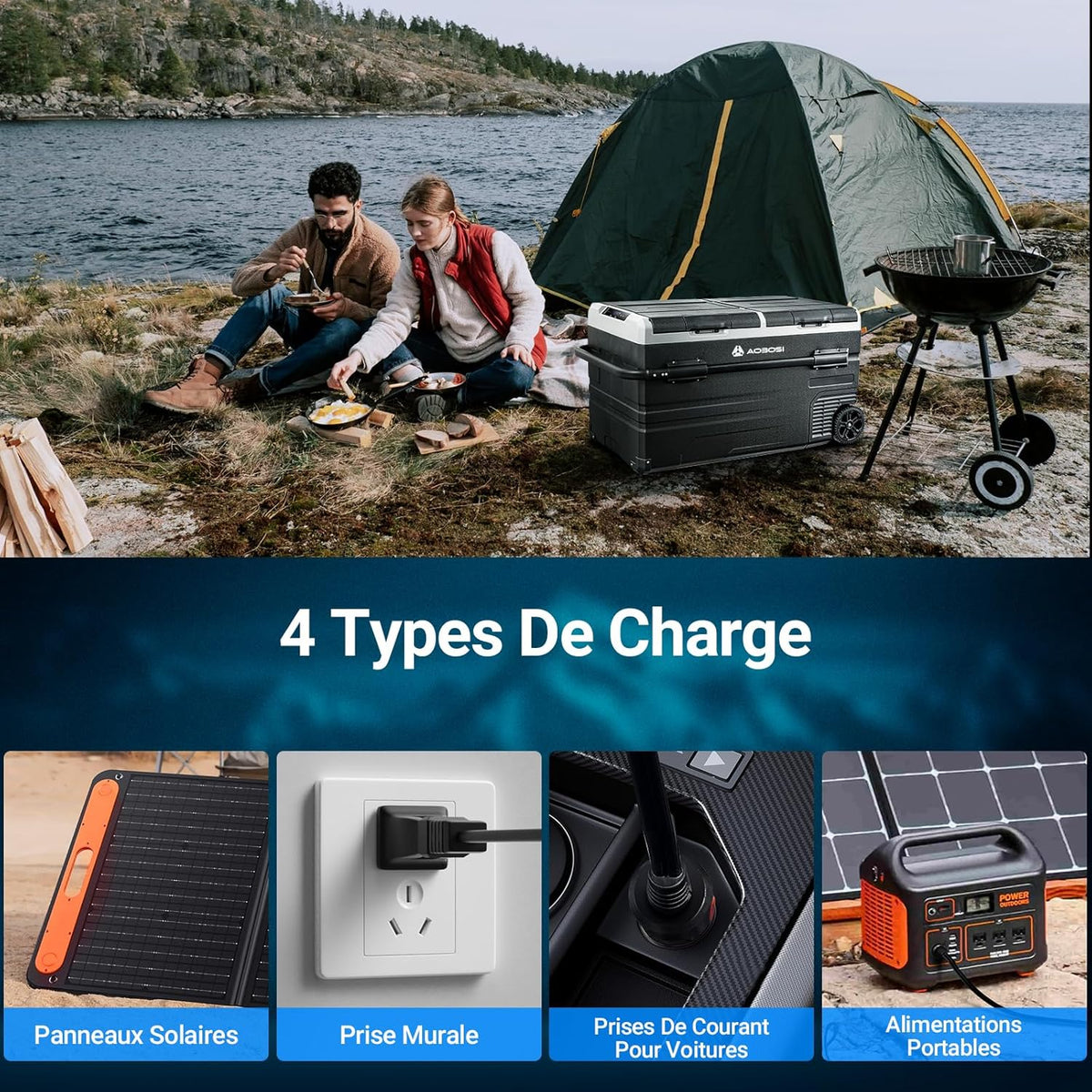 115L Dual Zone Electric Cooler, WiFi APP Compressor Cooler, 12V/24V and 100-240V Camping Fridge, -20 to 20, for Car, Truck, Boat, Camping, Caravan, Travel, Home