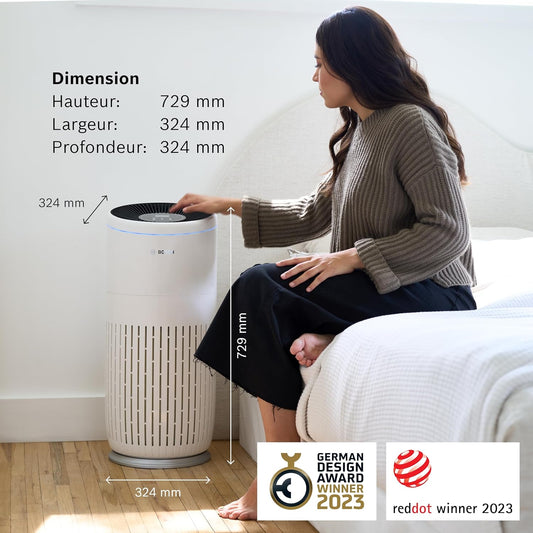 Bosch Air 6000 - Air Purifier - For rooms up to 125 m2 - Effectively filters over 99% of pollutants - Intelligent sensor, auto and silent modes (< 25 dB(A)) - CADR: 600 m3/h