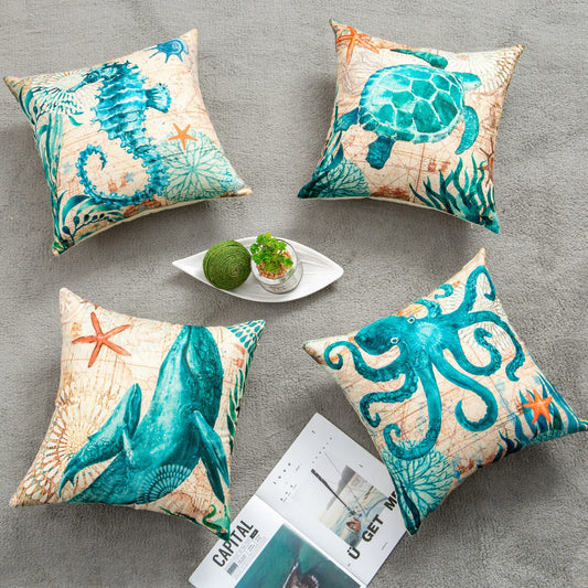 Sea Turtle Cushion Cover | Coastal Home Decor Pillow Case
