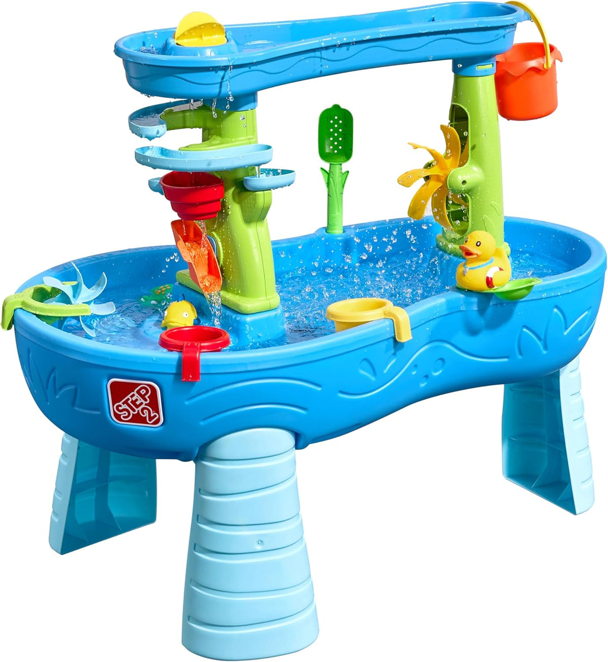 Rain Shower Splash Water Table with 13 Accessories - Blue & Green | Water Play Table | Garden Activity Table, Water Activity Table | Outdoor Water Table